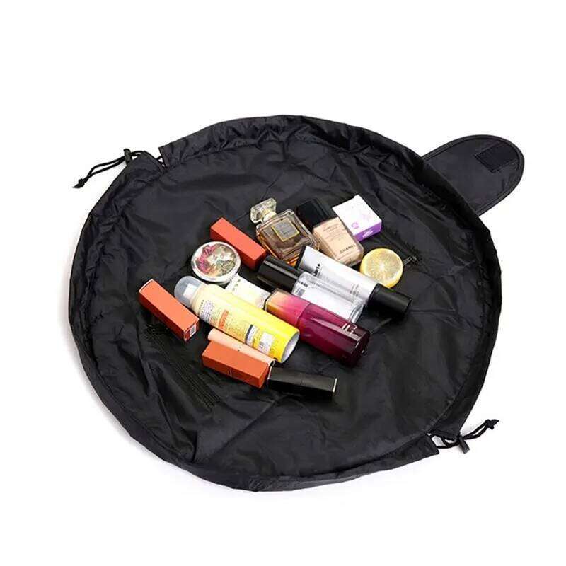 Drawstring Elastic Makeup Storage Bag Women Portable Travel Black Large Capacity Portables Handbag Storage-Bags Trendy XJ260310