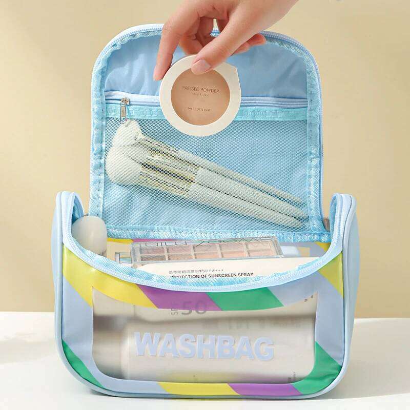 Storage Multi Functional Travel Outdoor Handheld Hanging Makeup PU Matte Visible Colorful Waterproof Toilet Bag XJ260310