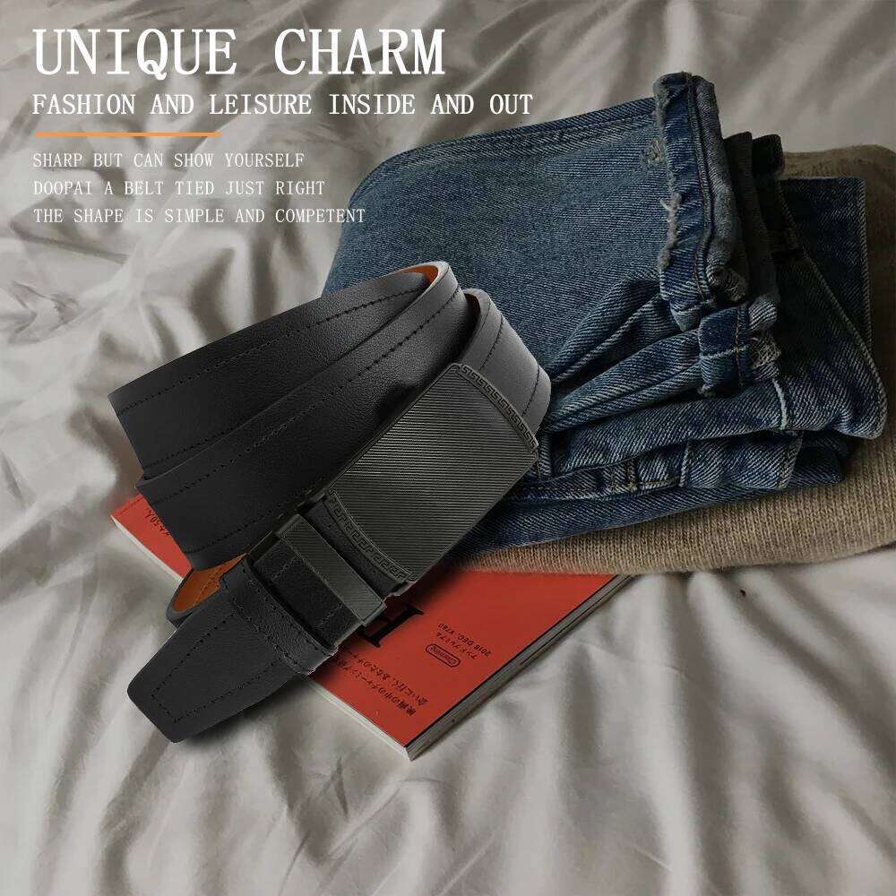 CHAOREN Men's Casual PU Leather Ratchet Belt with Black Metal Buckle, Daily Outfit Strap, Model H260310 - view 4