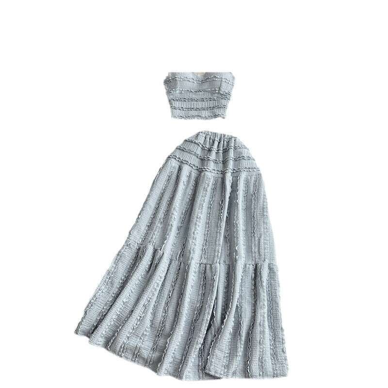 2026 Spring and Summer New Women's Casual Tank Top Short Multi functional Horn Skirt Sweet Two piece Set Fashionable