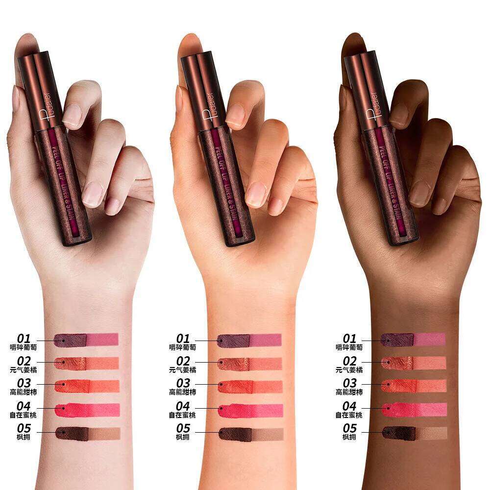 5Color Liquid Peel-off Gloss Waterproof Long-lasting Matte Lipstick Non-stick Cup Makeup Moisturizing Lip Tattoo Pigment Z260310