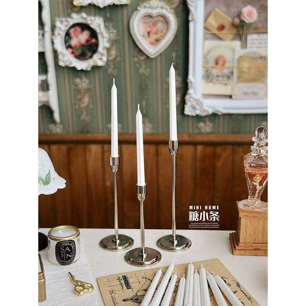 1/6 Doll House Model Furniture Accessories Simulated Metal Candlestick Candle Bjd Ob11 Gsc Blyth Soldier Lol Miniatures Light H260310