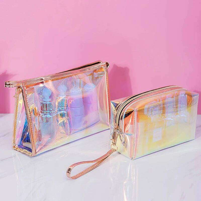 Colorful Holographic Women Cosmetic Bag TPU Clear Makeup Beauty Organizer Pouch XJ260310