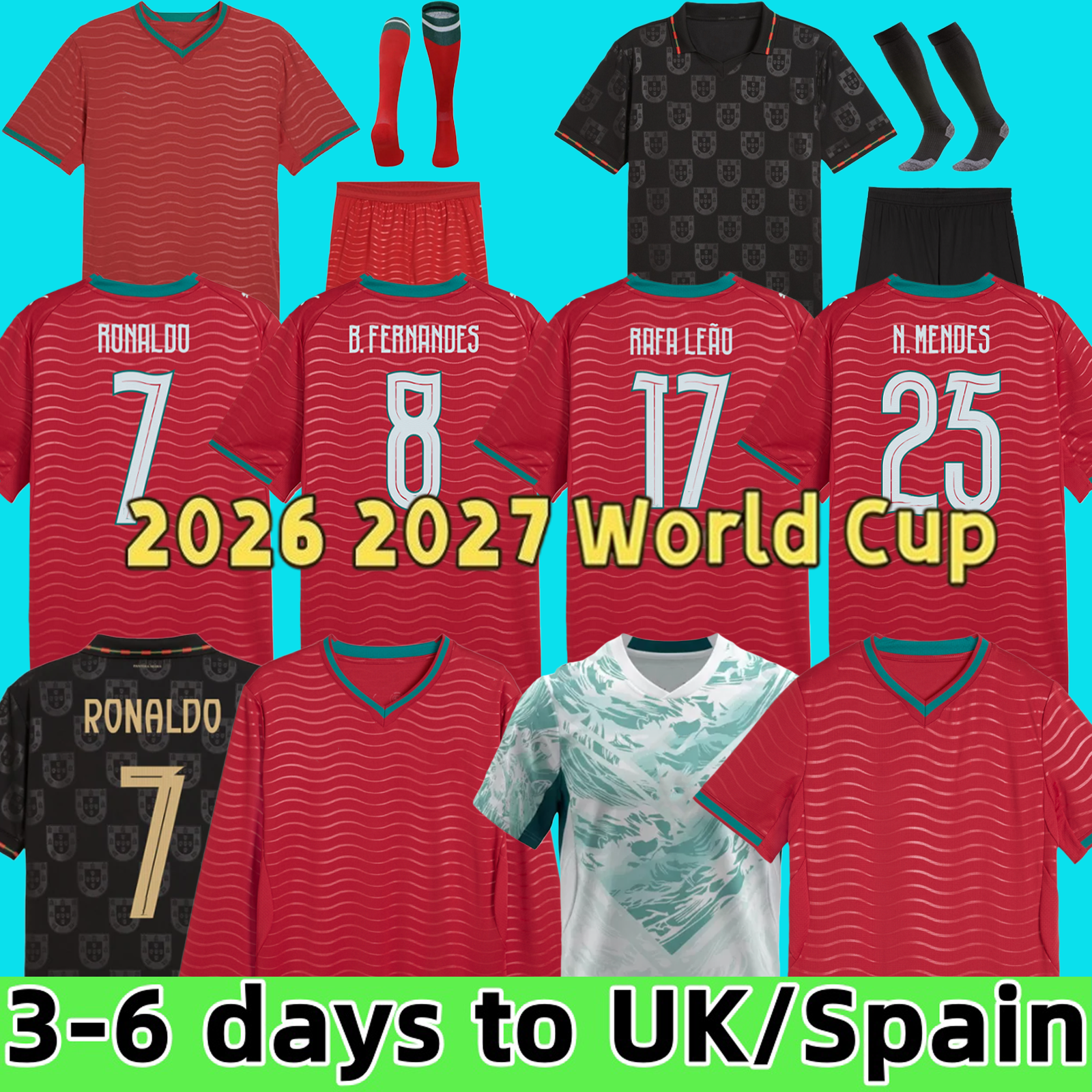 2026 2027 Portugal JOAO FELIX RONALDO soccer jerseyS 24 25 26 Portuguese football shirt BERNARDO BRUNO FERNANDES camisa de futebol men women kits kids equipment