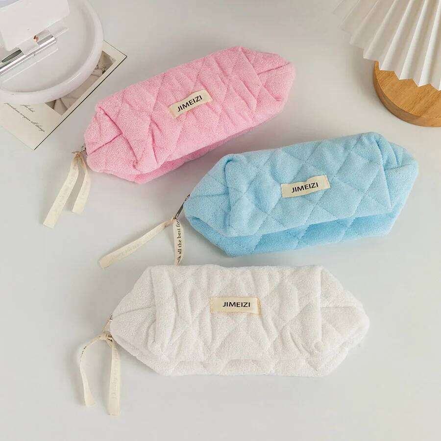 1pc/set quilted multifunctional makeup brush storage bag, cute travel toiletry bag XJ260310