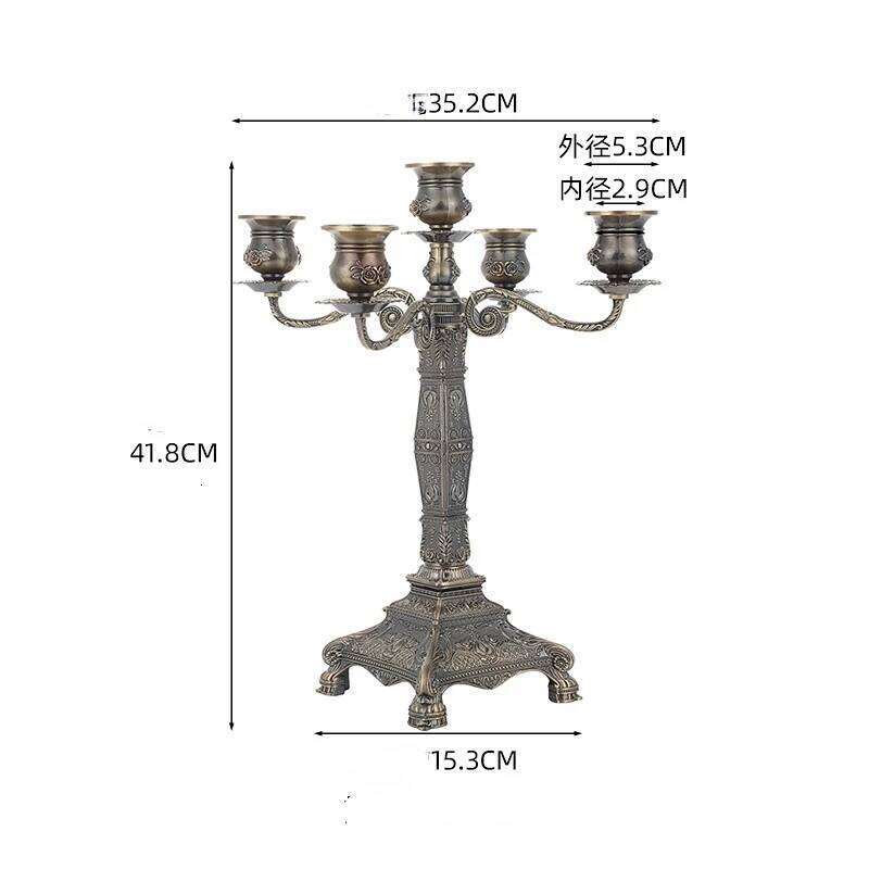 Antique Bronze Metal 5-Arm Stand, Wedding Candelabra, Table Centrepieces, Event Decoration H260310