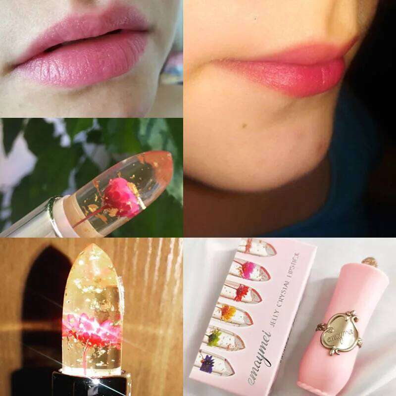 Mouth Jelly Lipstick Temperature Change Flower Lasting Nutrition Moisturizing Color Changing Lip Gloss Z260310
