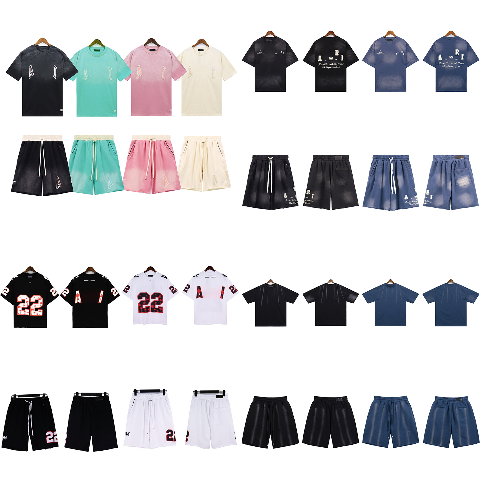 Designer Men's Tracksuit Letter Print Vintage Washed T Shirt and Shorts Set Summer Casual Loose Short Sleeve Shirts Cotton Basketball Shorts Men