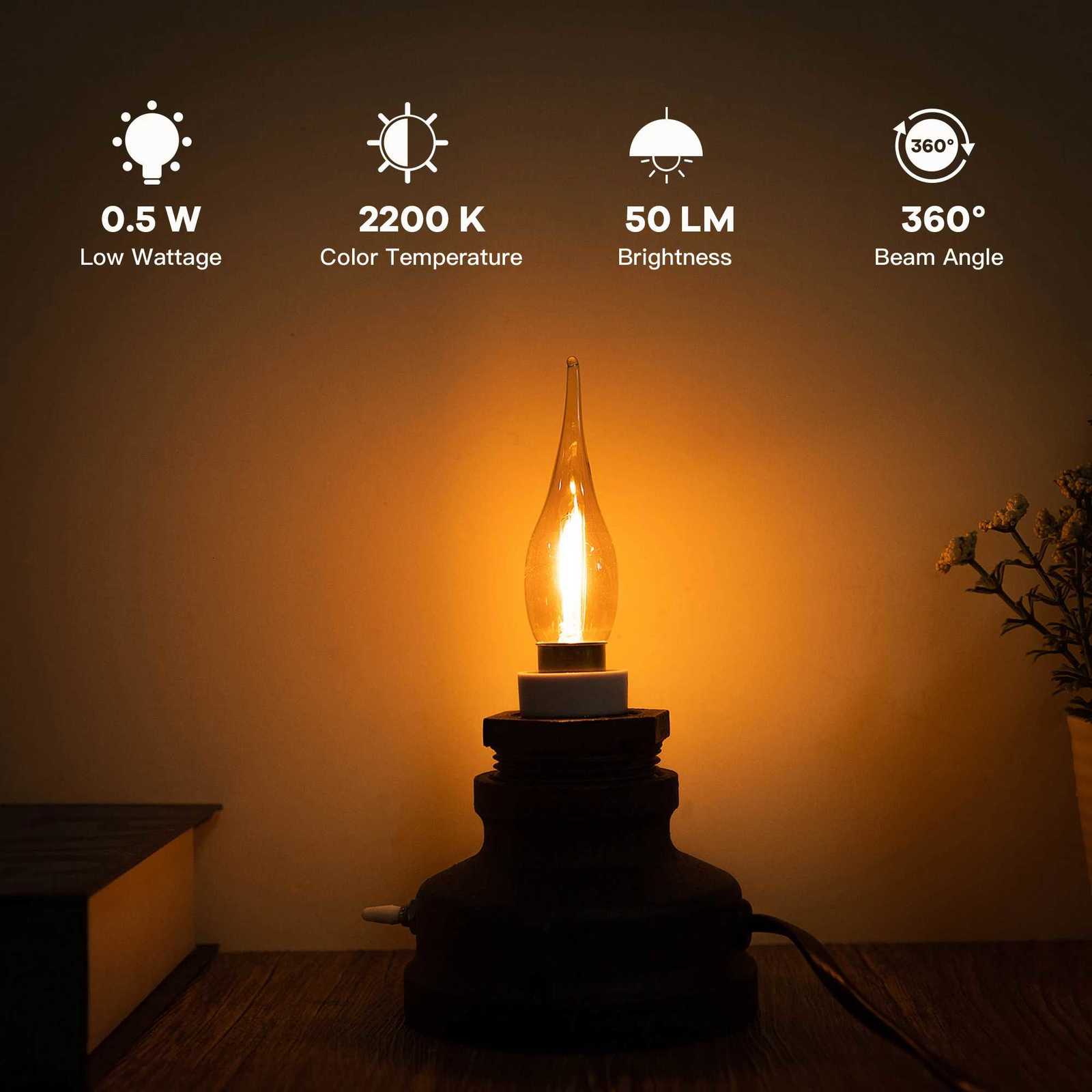 E12 E14 LED Light Bulb Candle Retro Vintage Filament Lamp 05W Candle Lamp C22TG Candelabra Chandelier Salt Lamp Led Night Light H260310