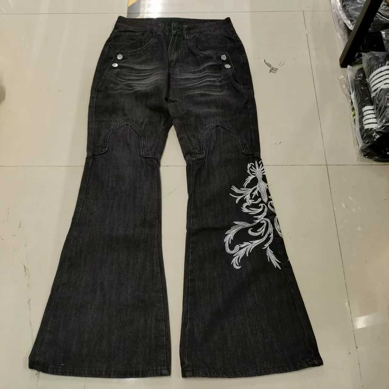 Y2K Micro La Retro Wide Jeans 2006 Leg Pants New High Waist Harajuku Loose Embroidered Women Jeans with Rock Punk Style M260310