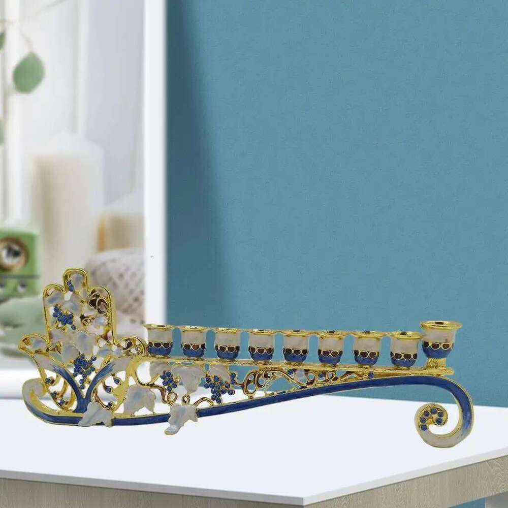 Hand Painted Chanukah Menorah Candelabrum Candle Holder Table Centerpiece H260310
