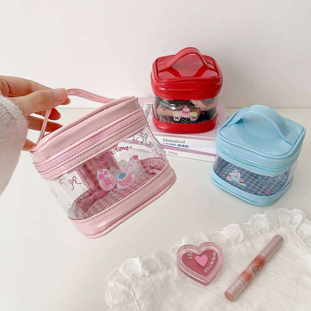 Cartoon Transparent Makeup Cute Doll Storage Pouch Portable Toiletry Bag for Girls Student Cosmetic Organizer XJ260310