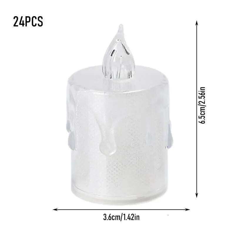Battery Operated Table Centrepiece Candle 24X Flashing Battery-Powered LED Small Candles Suitable For Weddings Dining H260310