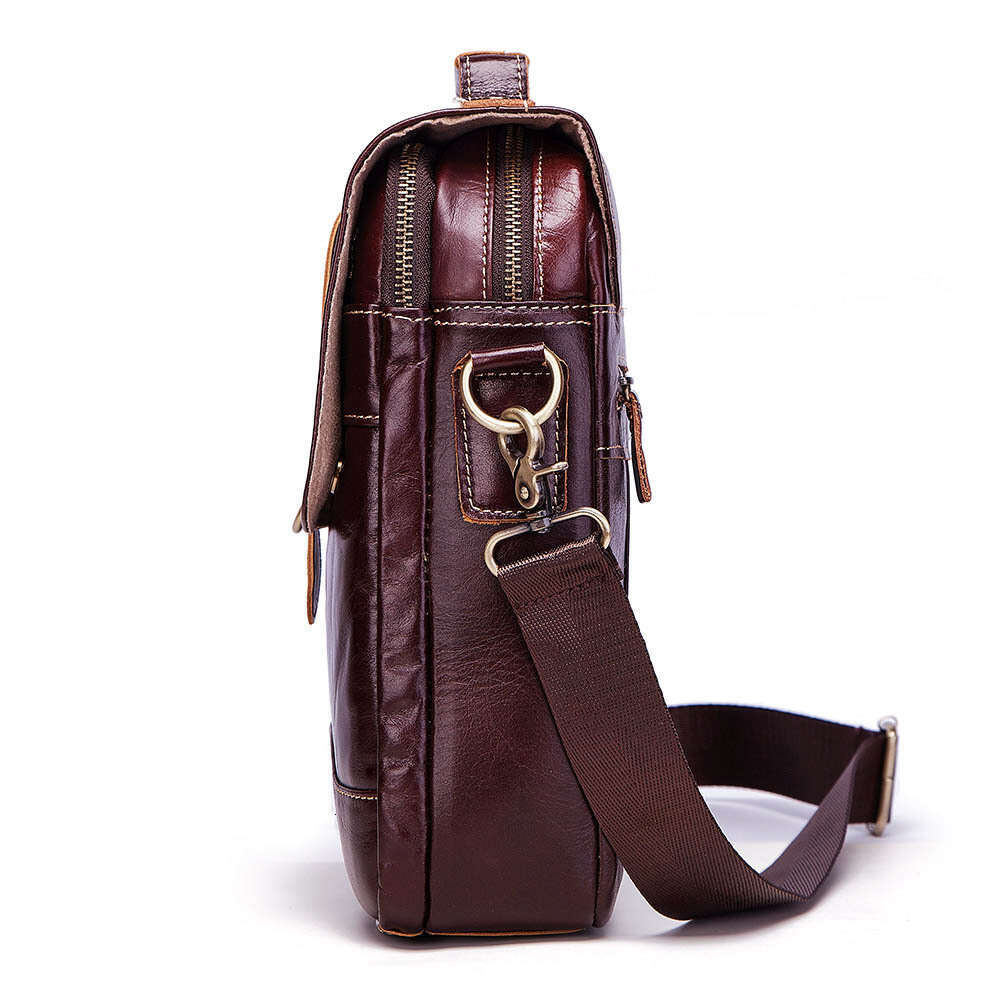 Luxury Shoulder Bags Totes Hobo Vintage Vertical Flap Crossbody In Genuine Leather For Men Double Layer Zipper Top Grain Cowhide Single Bag SENYY