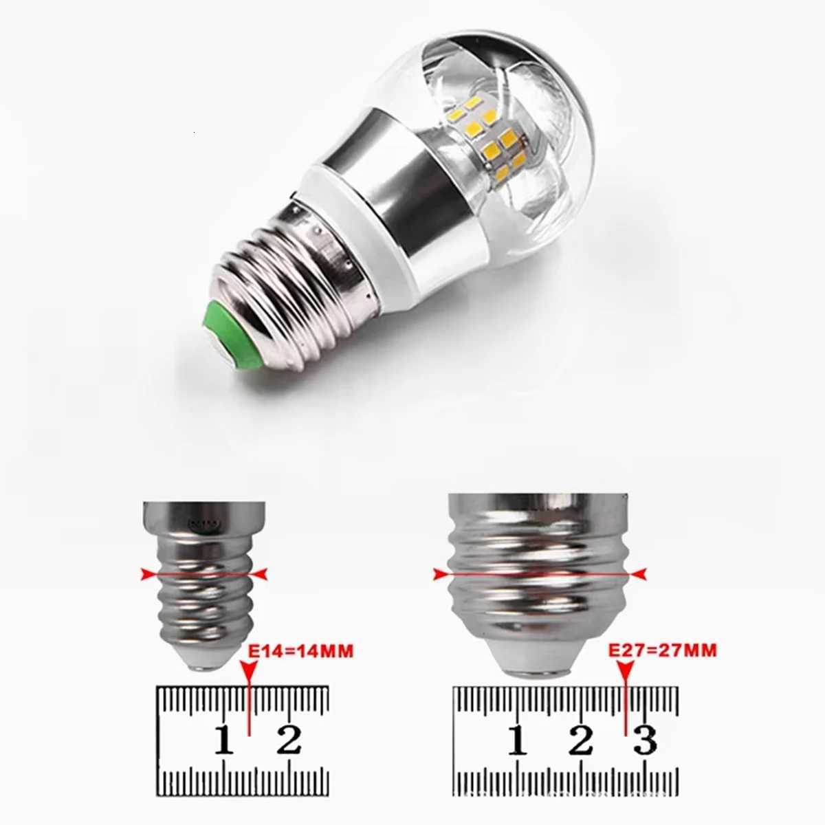 LED Mirror Bulb Half Silver Filament Led 5W E27/E14 Base Silver Bedroom House 360 Degree Angle Warm White Light Ball Lamp H260310