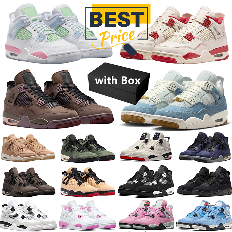 Designer 4 4s Basketball shoes with box 4s Valentines Day 4s Dark Mocha Lemonade Cave Stone 4s Black Cat 4 Worn Blue Cozy Girl Comic Trainers for Men and Women