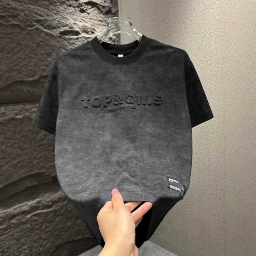 Designer Shirt Summer New Design Short Sleeve T-shirt For Men Ice Silk Light Luxury Tie-dye Hot Style Embossed Steel Print Half Sleeve