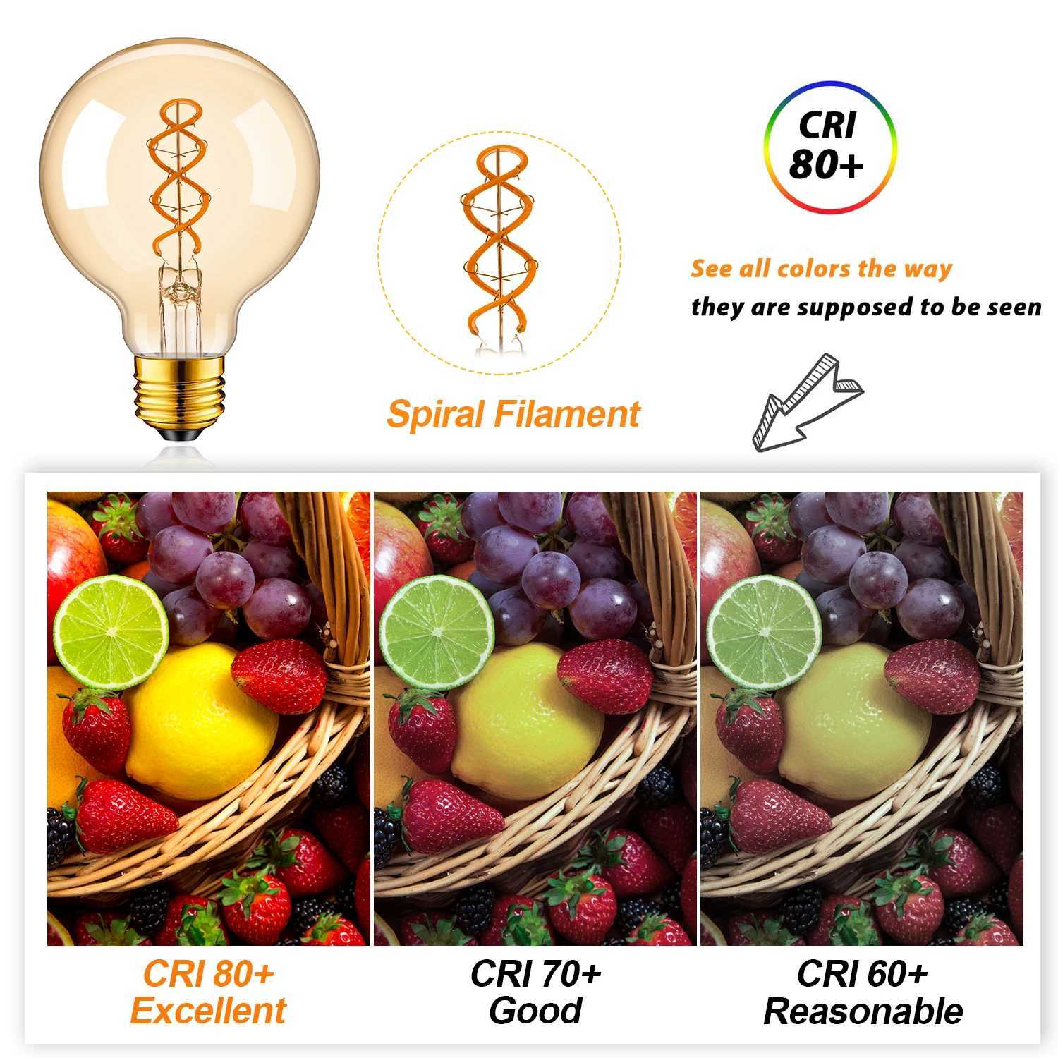 Retro Edison Bulb E27 220V G80 ST45 T185 T300 G40 Ampoule Vintage Led Light Bulb Incandescent Lamp Filament Light Bulbs Decor H260310