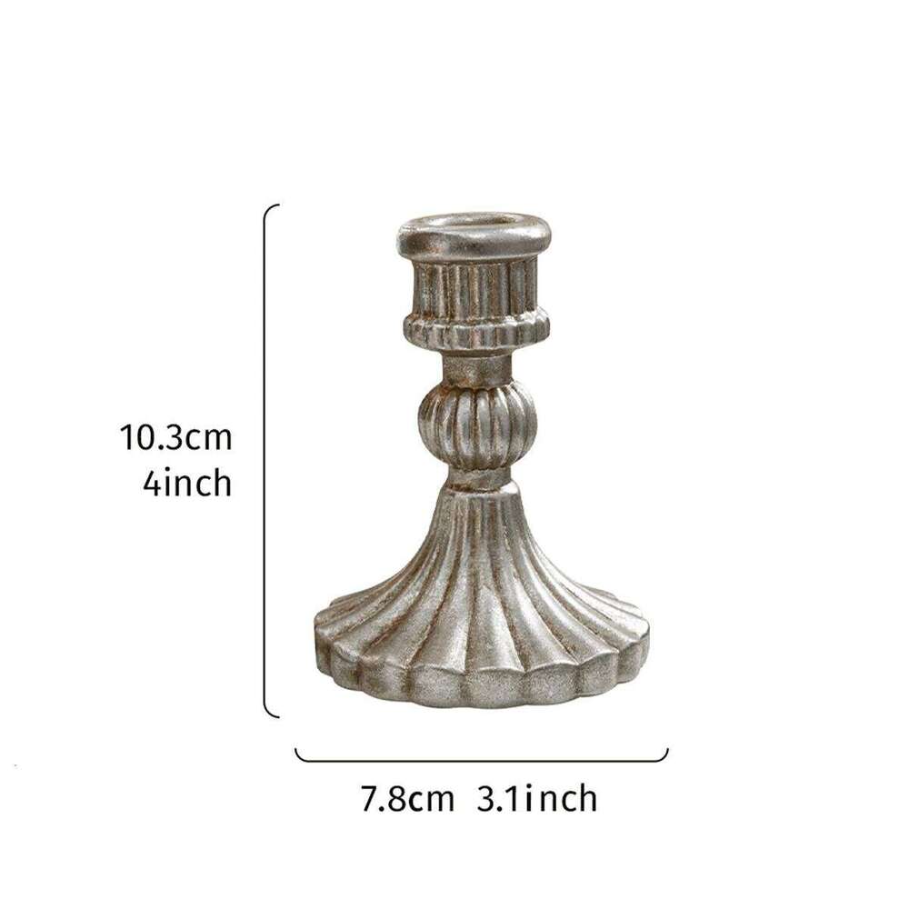 1PC, European-style simple shell pattern retro candlestick, resin material antique design table candlestick decoration H260310