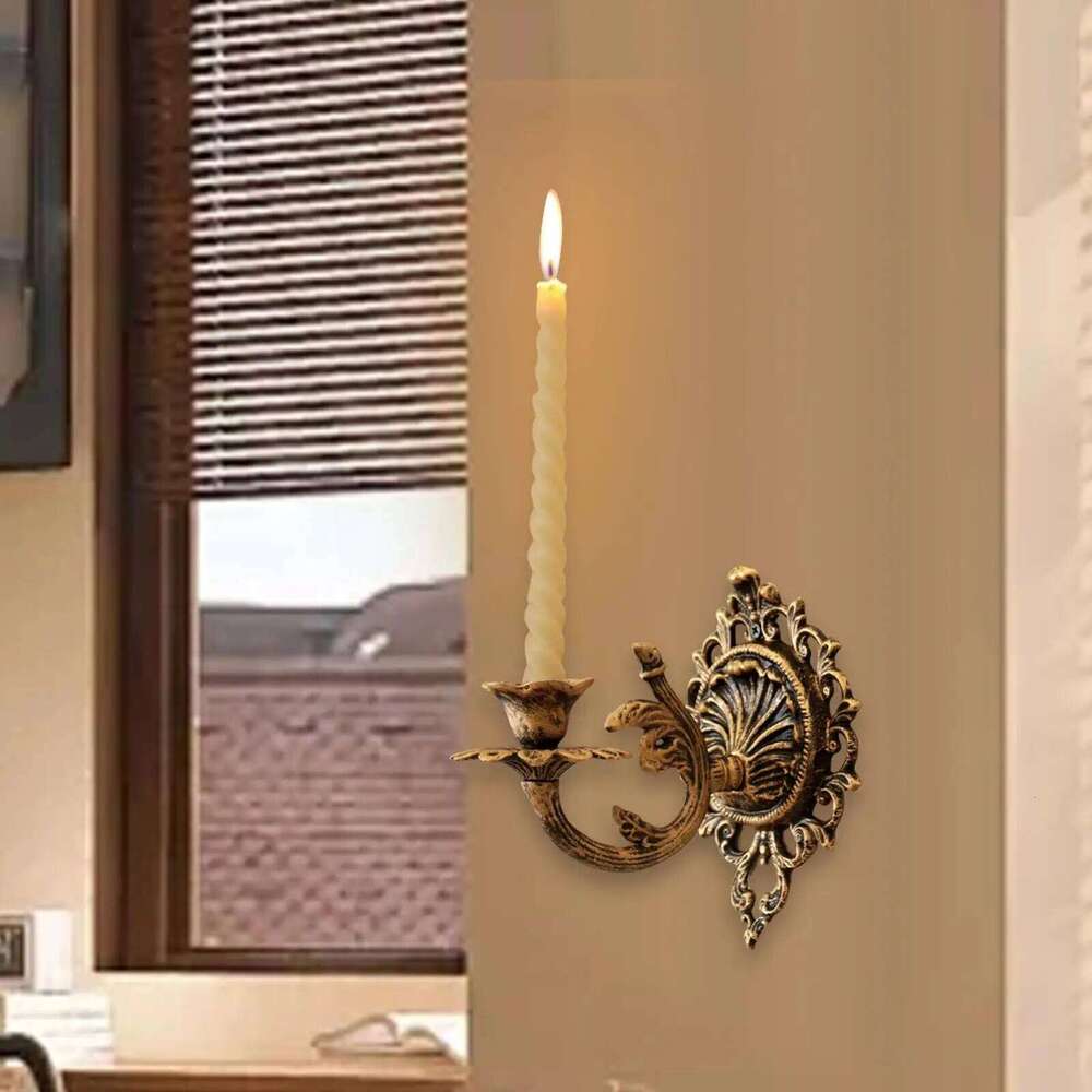 Candlestick Crafts Art Retro Wall Mounted Candle Holder Iron Candleholder for Dining Room Party Yard Home Decor H260310