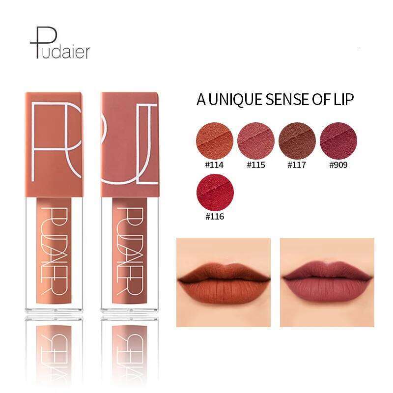 Free Shiping Nude Pumpkin Color Lipstick Gloss Velvet Matte Non-Decolorizing LongLasting Waterproof Lip Stick LipGloss Z260310