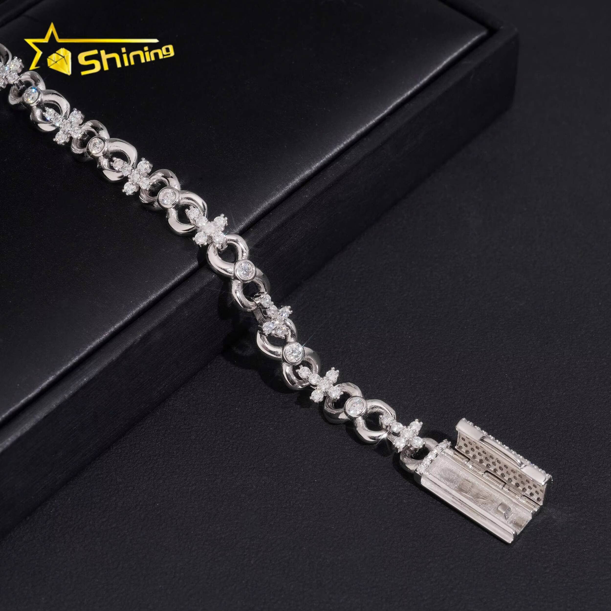 Pass Diamond Tester Moissnaite Mens Infinity Cuban Bracelet S925 Gold Plated Luxury Cuban Link Bracelet Hip Hop Jewelry
