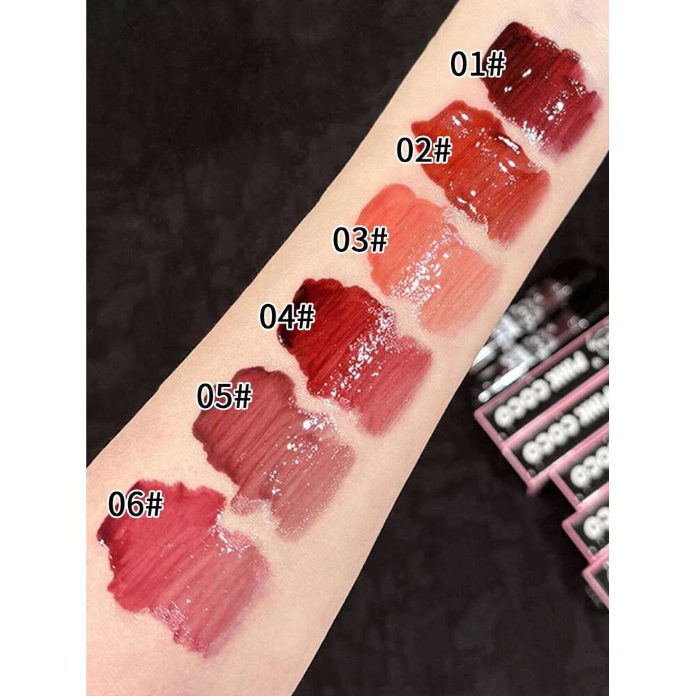 PINKCOCO Bear Doodle Mirror Glaze Long-Lasting Shiny Lip Gloss, Student-Friendly, Skin-Brightening Nude Lipstick,Beautifu Z260310