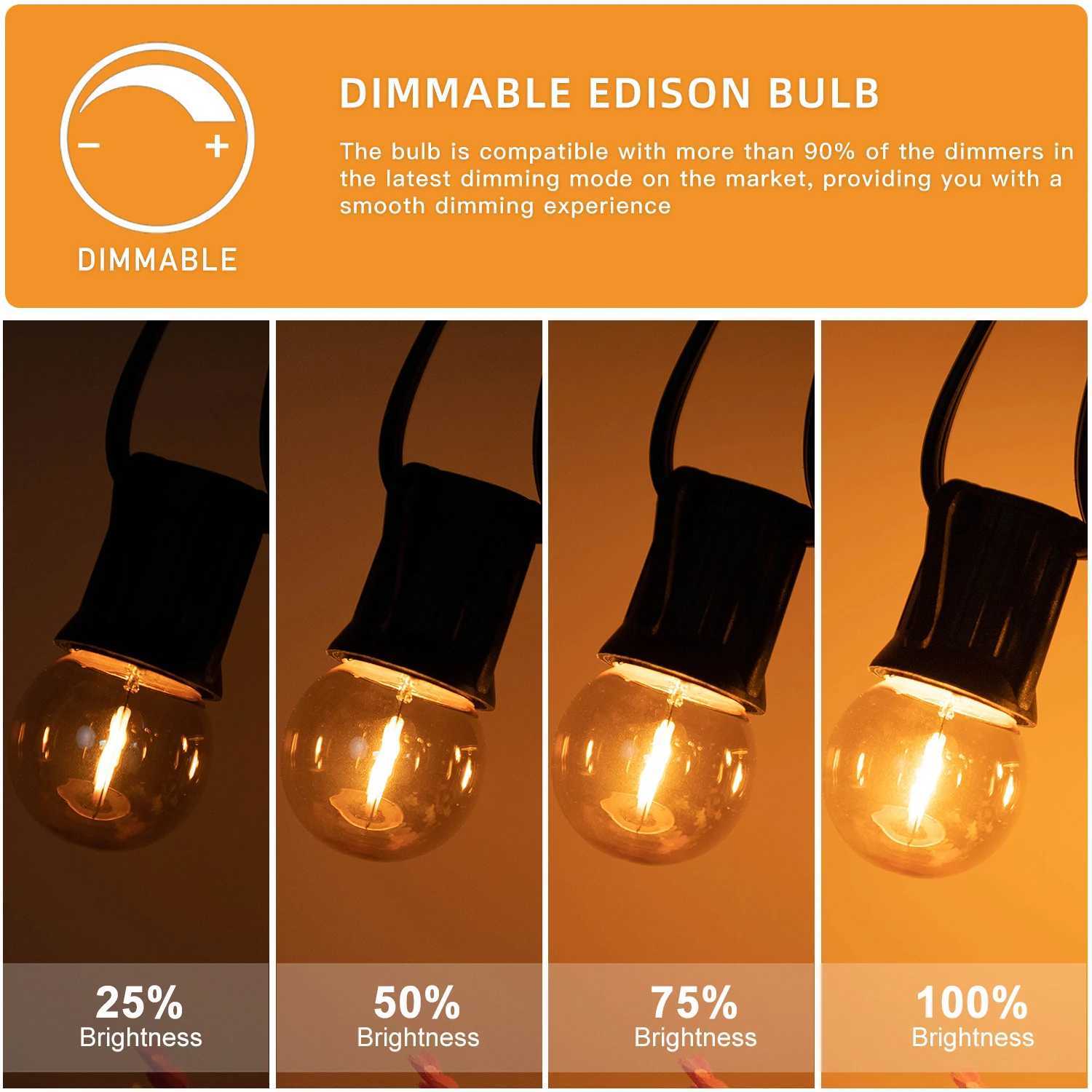 Vintage Globe Light Bulb G40 1W Equal to 10 Watts Led Filament Bulb 2200K Warm White 220V Gold Tint Glass E27 Base Dimmable Lamp H260310