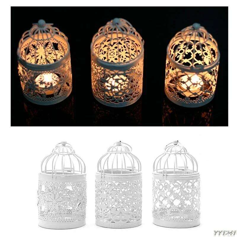 1PC Creative Candelabros Hollow Hanging Bird Cage Candle Holder Candlestick Lantern Bridal Vintage Candlesticks Home Decor H260310