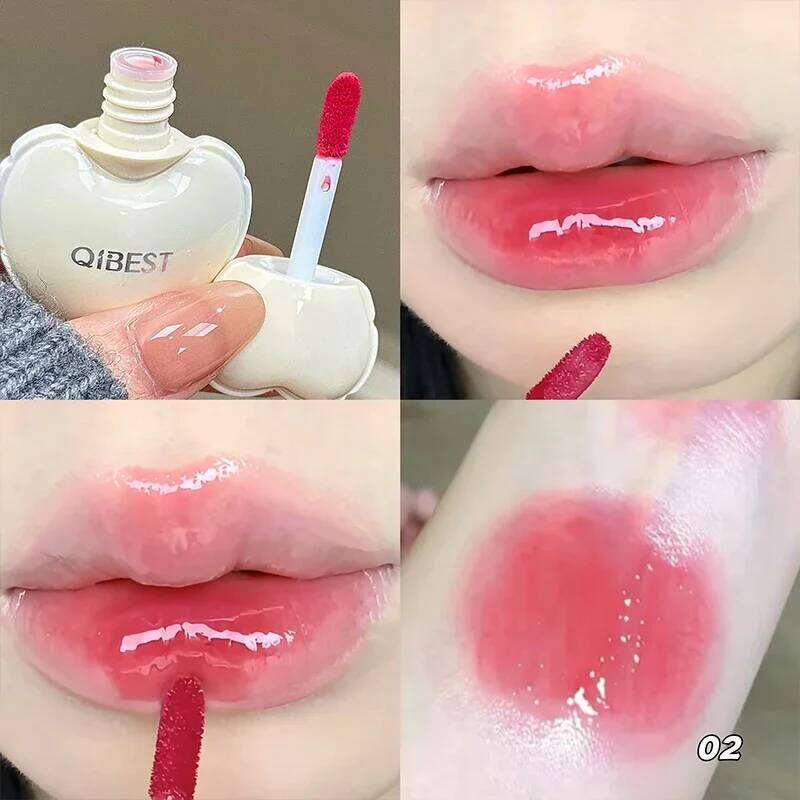 QIBEST 4 Colors Mirror Lips Gloss Jelly Hydrating Glaze Long Lasting Lipstick Tender Student Korean Cosmetics Lip Stain Tint Z260310
