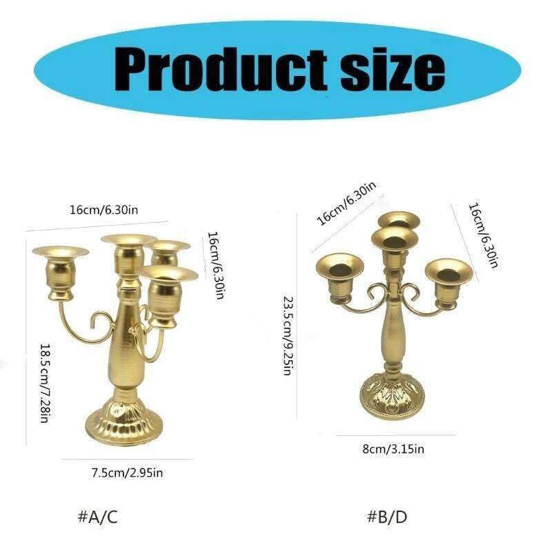 97QC Vintage Baroques Iron Candelabra 4 Arms Holder for Table Centerpieces H260310