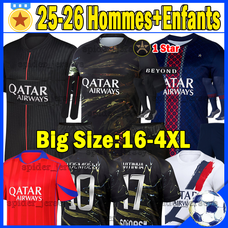 XXXL 4XL 25 26 O.DEMBELE PSGES soccer jerseys 5th D.DOUE JOAO NEVES BARCOLA N.MENDES HAKIMI 2025 2026 goalkeeper CHEVALIER football shirts Player version kids kits sets