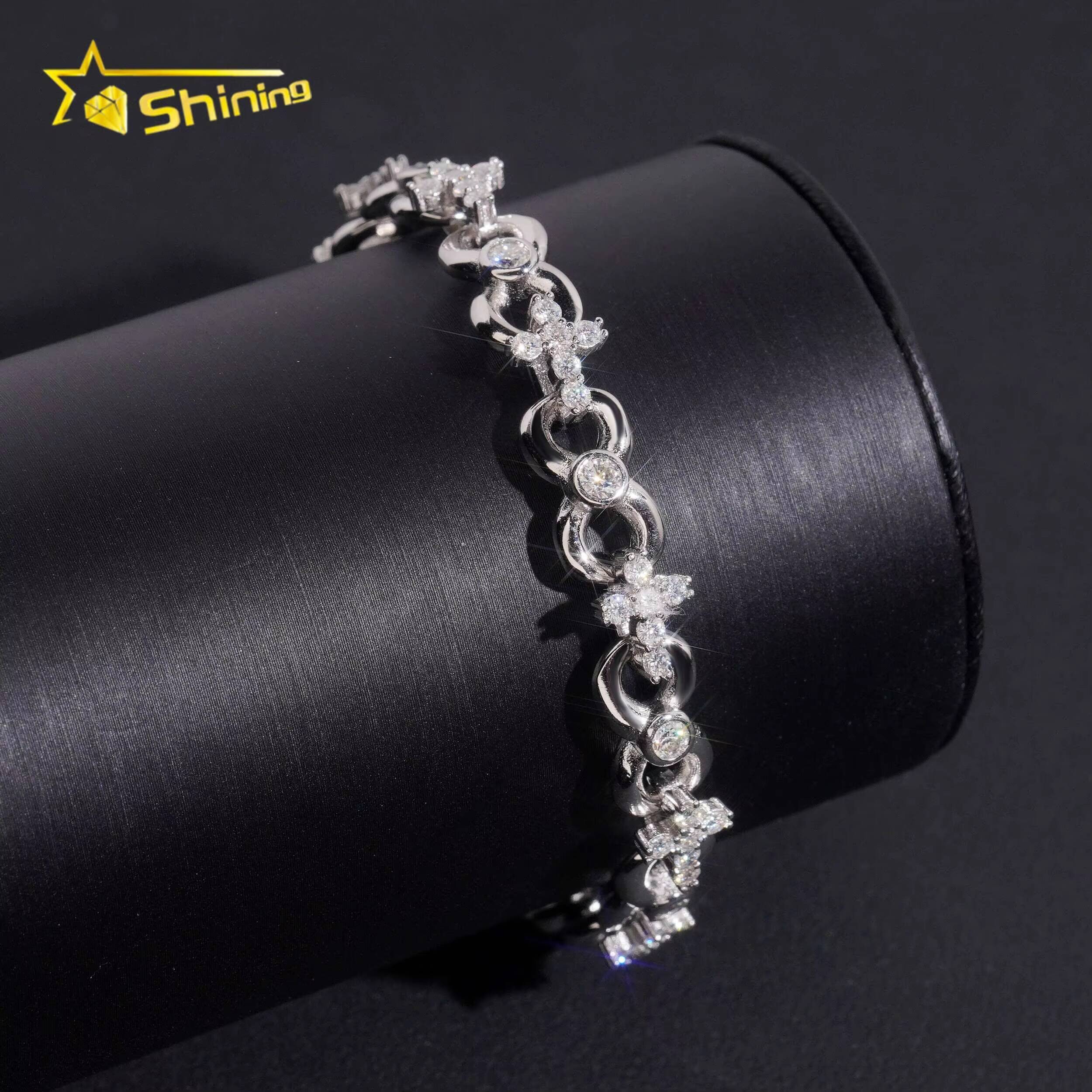 Pass Diamond Tester Moissnaite Mens Infinity Cuban Bracelet S925 Gold Plated Luxury Cuban Link Bracelet Hip Hop Jewelry