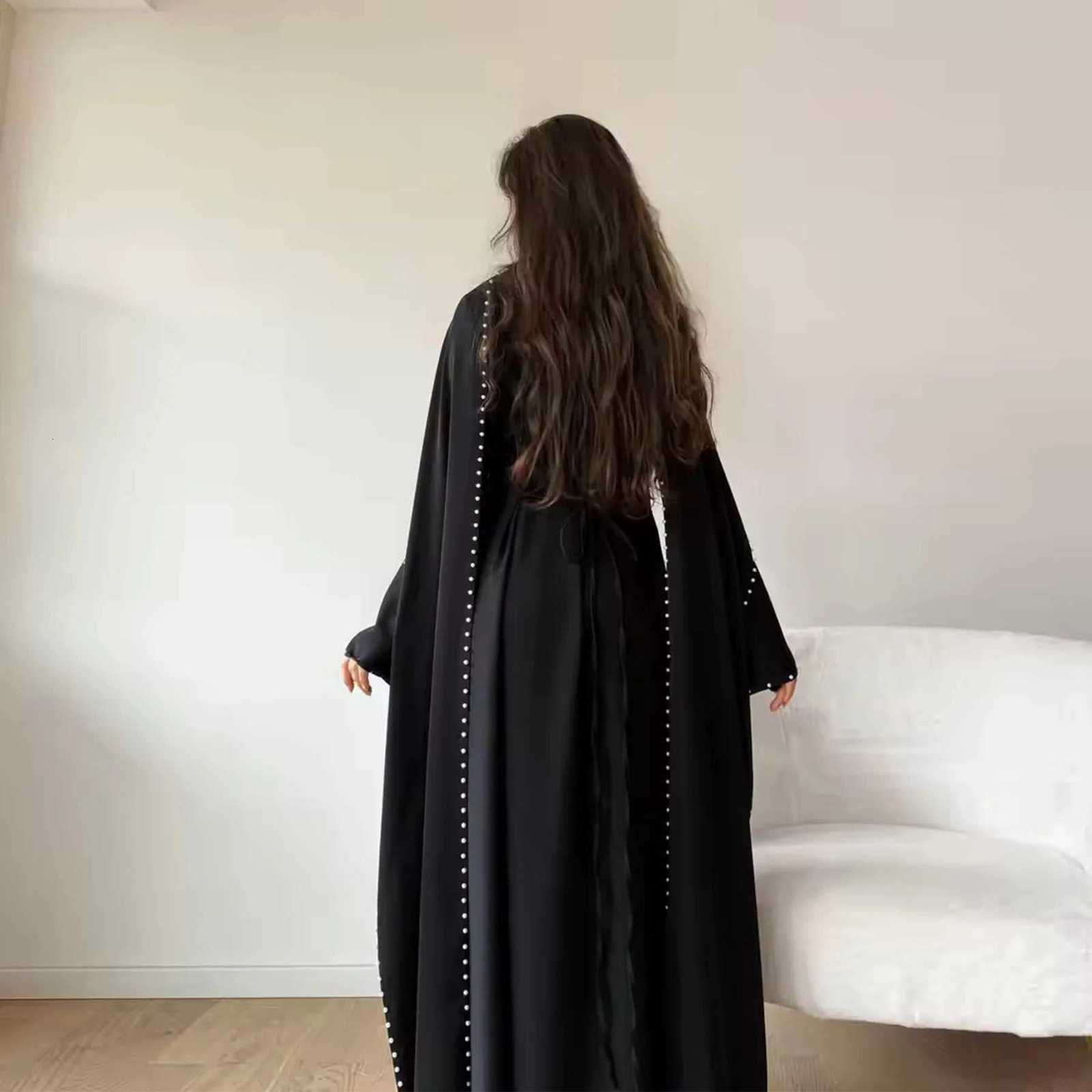 Islamic Clothing Pearl Beading Muslim Dress for Women Abaya Dubai Luxury Turkish Party Evening Dresses Ramadan Eid Kaftan Robe X260310