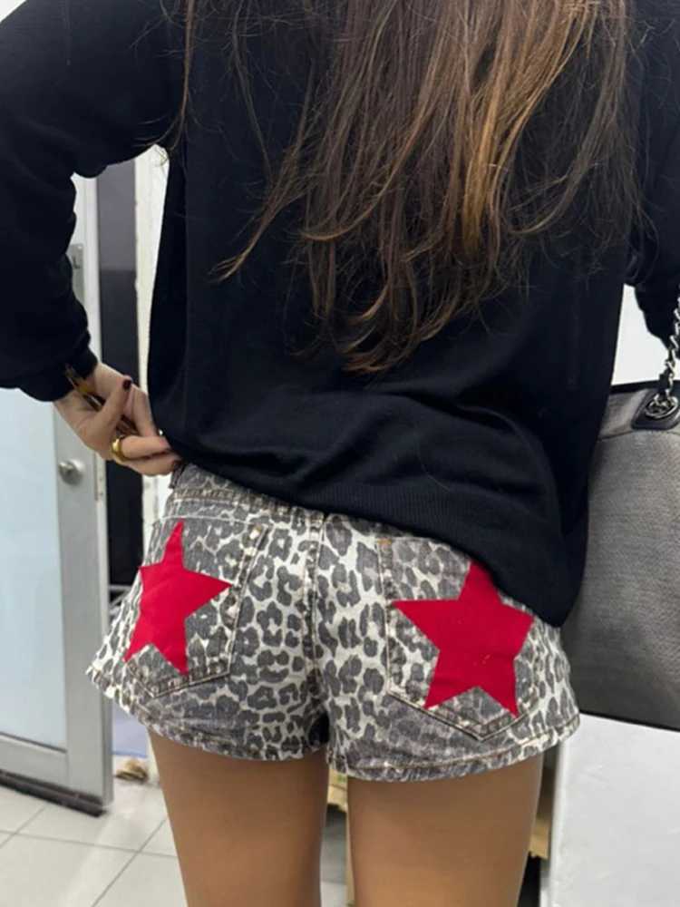 Womens Denim Rivet Pant Star Print Zipper Trousers And Shorts 2026 Spring Summer Fashion Female Casual Outings Daily MatchingT260310