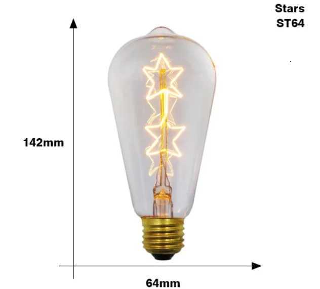 Edison Bulb E27 Warm white 40W 60W ST64 G95 G80 G125 220V Carbon Retro Light Bulb Tungsten Silk Light Bar Window Decoration H260310