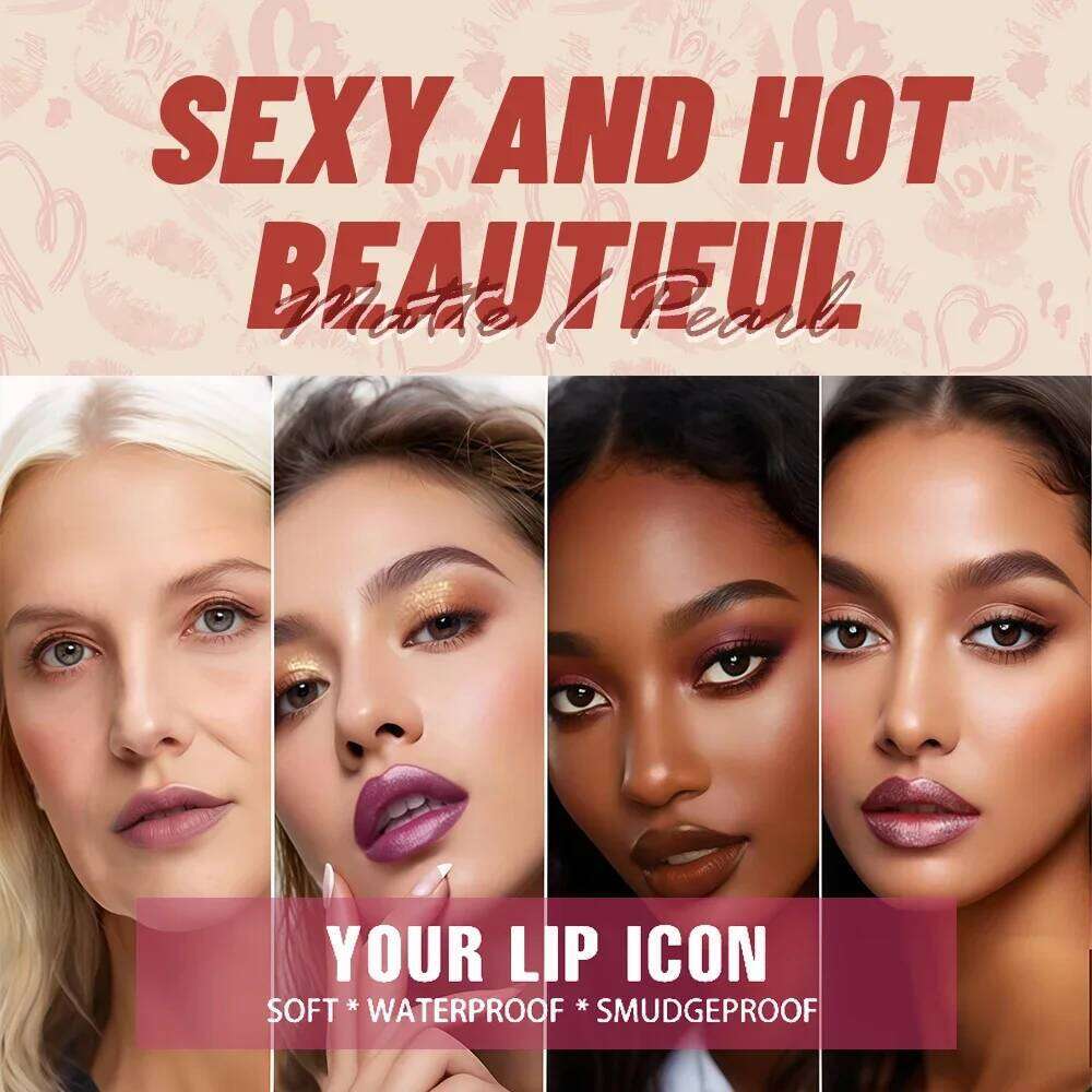 Long Wearing Pearlescent Lipstick Set Waterproof Lip Gloss High Shine Moisturizing Non Stick Cup Matte Balm Z260310
