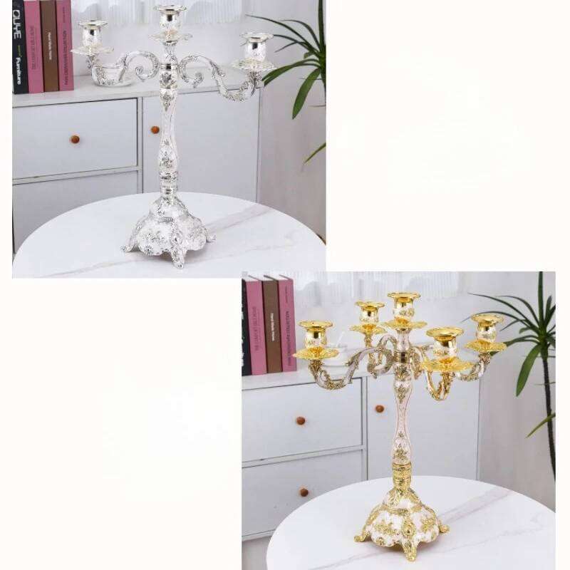 3/5-Arm European Metal Candle Holder Elegant Dining Table Entryway Decor for Romantic Ambience H260310