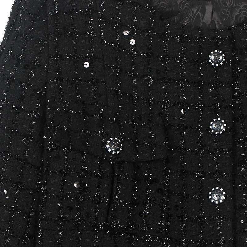 2025 Fashion Elegant Round Neck Single Bretted Light Luxury Celebrity Heavy Industry Sequin High-end Tweed Braided JacketT260310