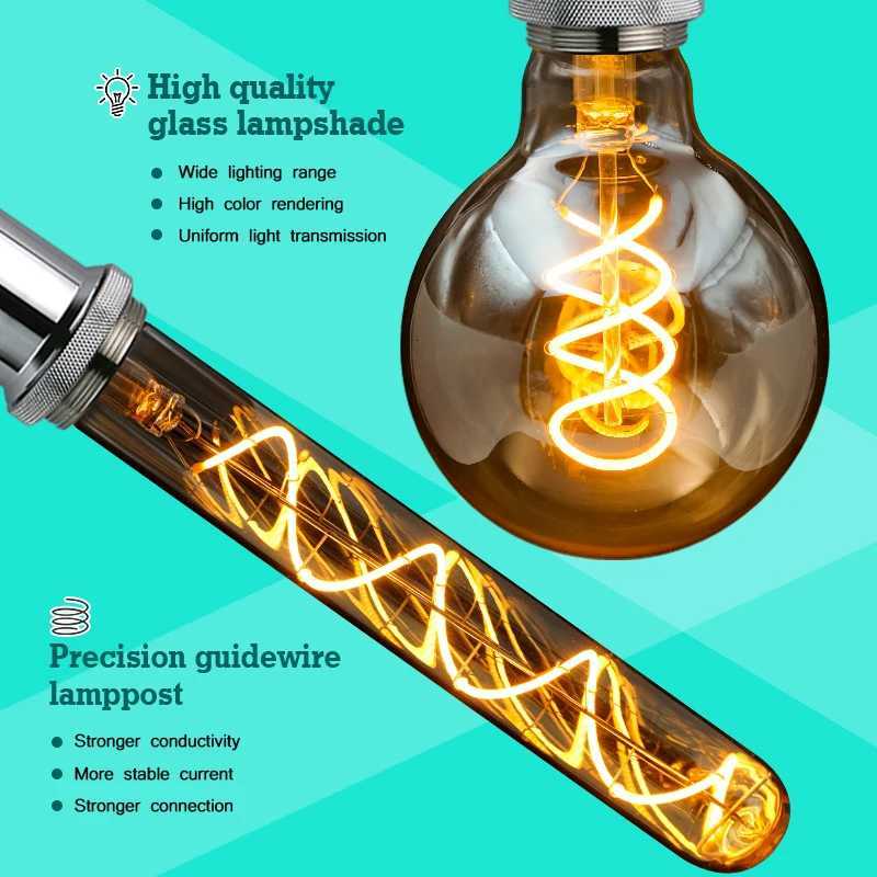10pcs Vintage LED Edison Bulb E27 E14 4W AC 220W Dimmable C35 A60 ST64 G95 Spiral Filament Light Bulb Retro Lamp Indoor Decor H260310