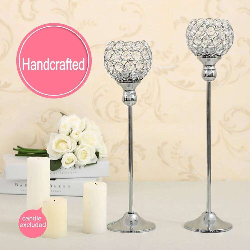 2 Wholesales Tealight Candle Holders, Crystal Candlesticks, Table Stands, Wedding Home Decor Housewarming Gift,2 Pcs a set H260310