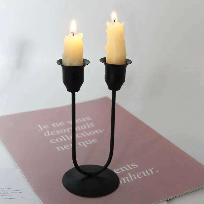 Simple Stand Metal Candlestick Christmas New Year Decoration Desktop Adornment Candle Holder Indoor Ornaments Candles Cup H260310