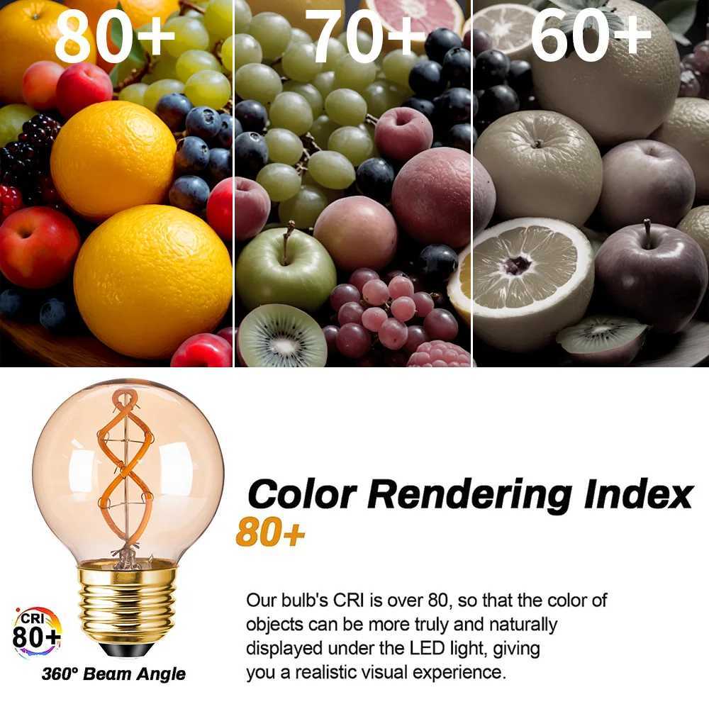 4PCS Dimmable Led Bulb E27 Globe Edison Light Bulbs G165 G50 3W Amber Glass Mini Ball Lamps 2200K Vintage Spiral Filament Bulbs H260310