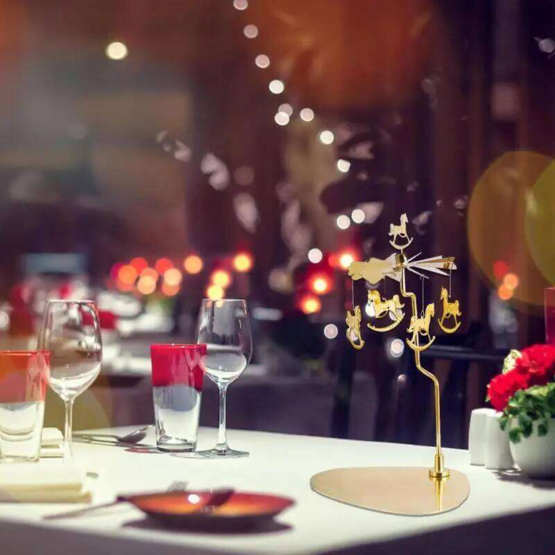 Thermal Rotation Gold Carousel Candlestick Romantic Spinning Aromatherapy Candle Holder For Wedding Home Decor H260310