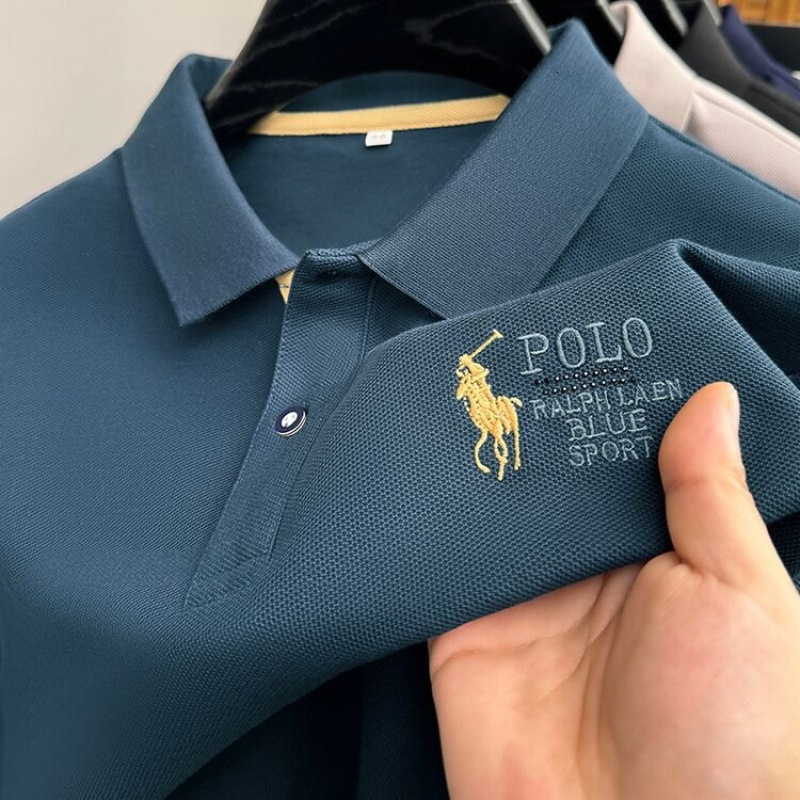 Luxury Brand Designer Clothes Turn-Down Collar Casual Solid Color Fashion Embroidery Imitation Cotton Summer Business New Men's Short Sleeve Polo