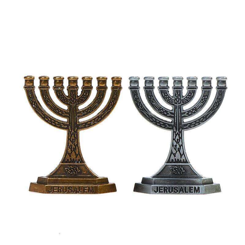1pc Jerusalem 7 Branch Judaica Small Candlestick Menorah Home Decor Jewish Candle Holder Religious Holy Grail Ornament H260310