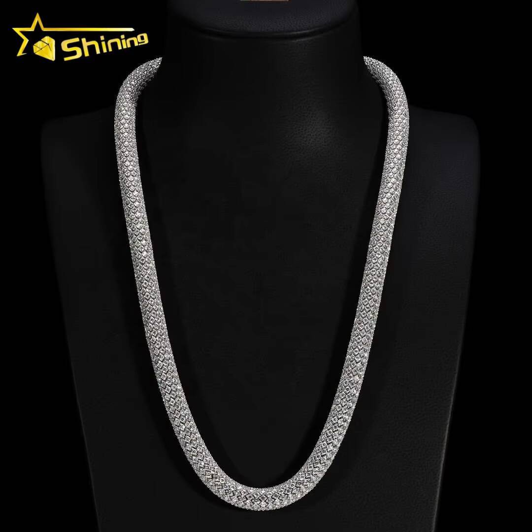 Unique Design Stylish Iced Out 95MM Hand Setting VVS Moissanite Link Chain Necklace