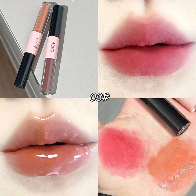 Double Head Lipstick Lipgloss Sexy Red Makeup 2 In 1 Stick Mud Mirror Water Gloss Lip Glaze Tint Lasting Korean Cosmetic Z260310