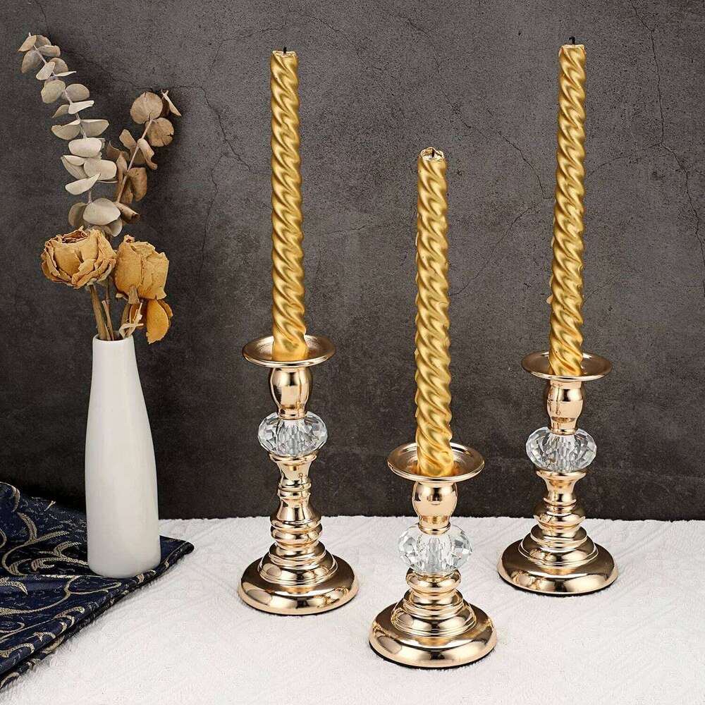 Metal Vintage Decorative Candlestick Crystal Stand Taper Candle Holder for Wedding Party Home H260310