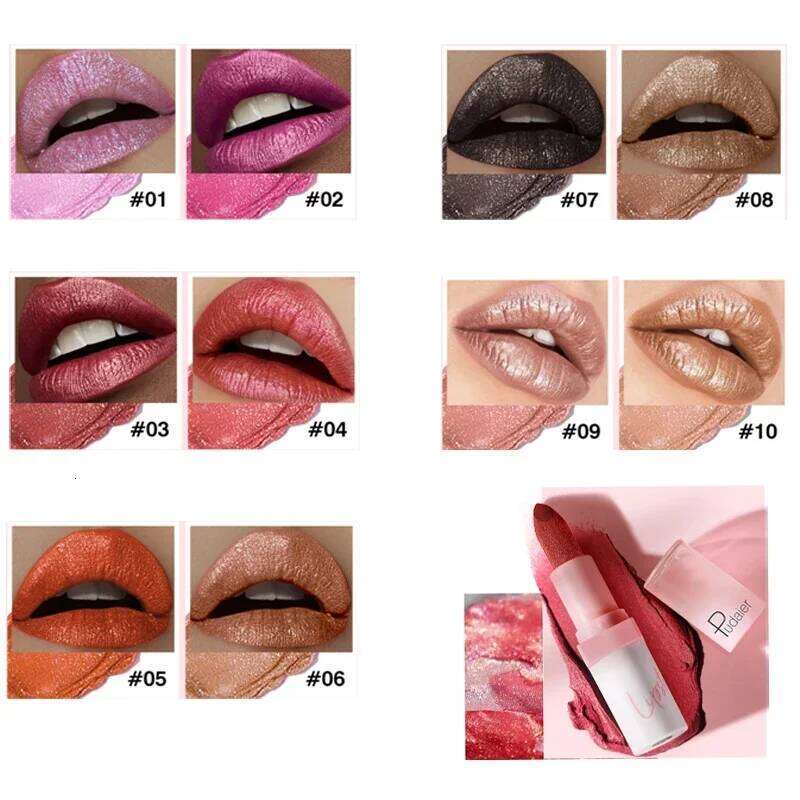 High Quality Perfect Girl Shiny Metallic Pearlized Lipstick Makeup Pigment Sexy Color Warm Change Lipsticks Cosmetic New Z260310